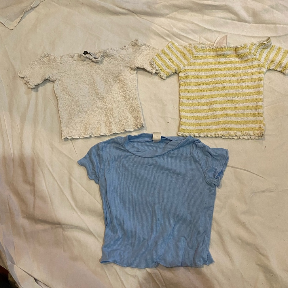 (3)Blue, White, and Yellow Kids Tops Set